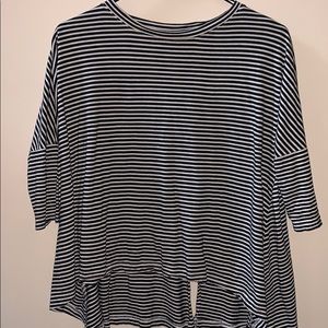 BB Dakota | White&Black Stripe Flowy Cotton Blouse